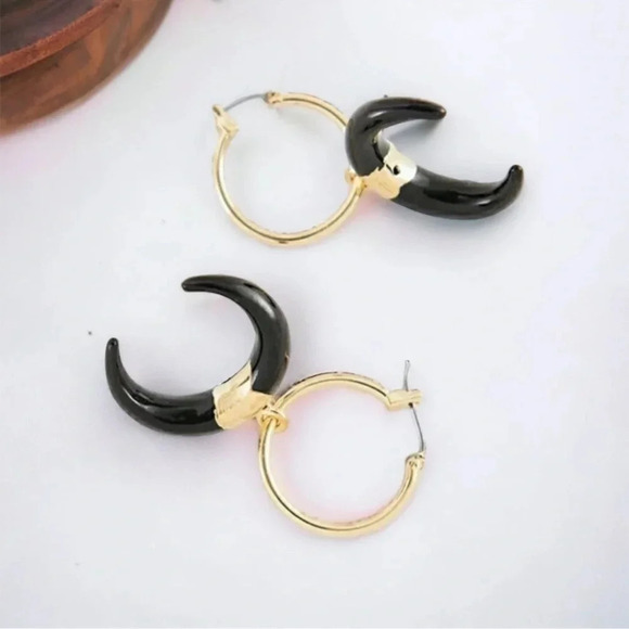 Crescent Dangle Hoops Mini Trendy Boho Gypsy Moon - Picture 5 of 6